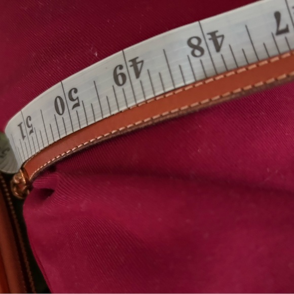 Dooney & Bourke Wine and Tan Leather Crossbody Bag - Picture 3 of 16